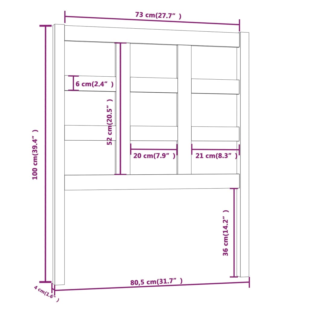 vidaXL Tête de lit Blanc 80,5x4x100 cm Bois massif de pin