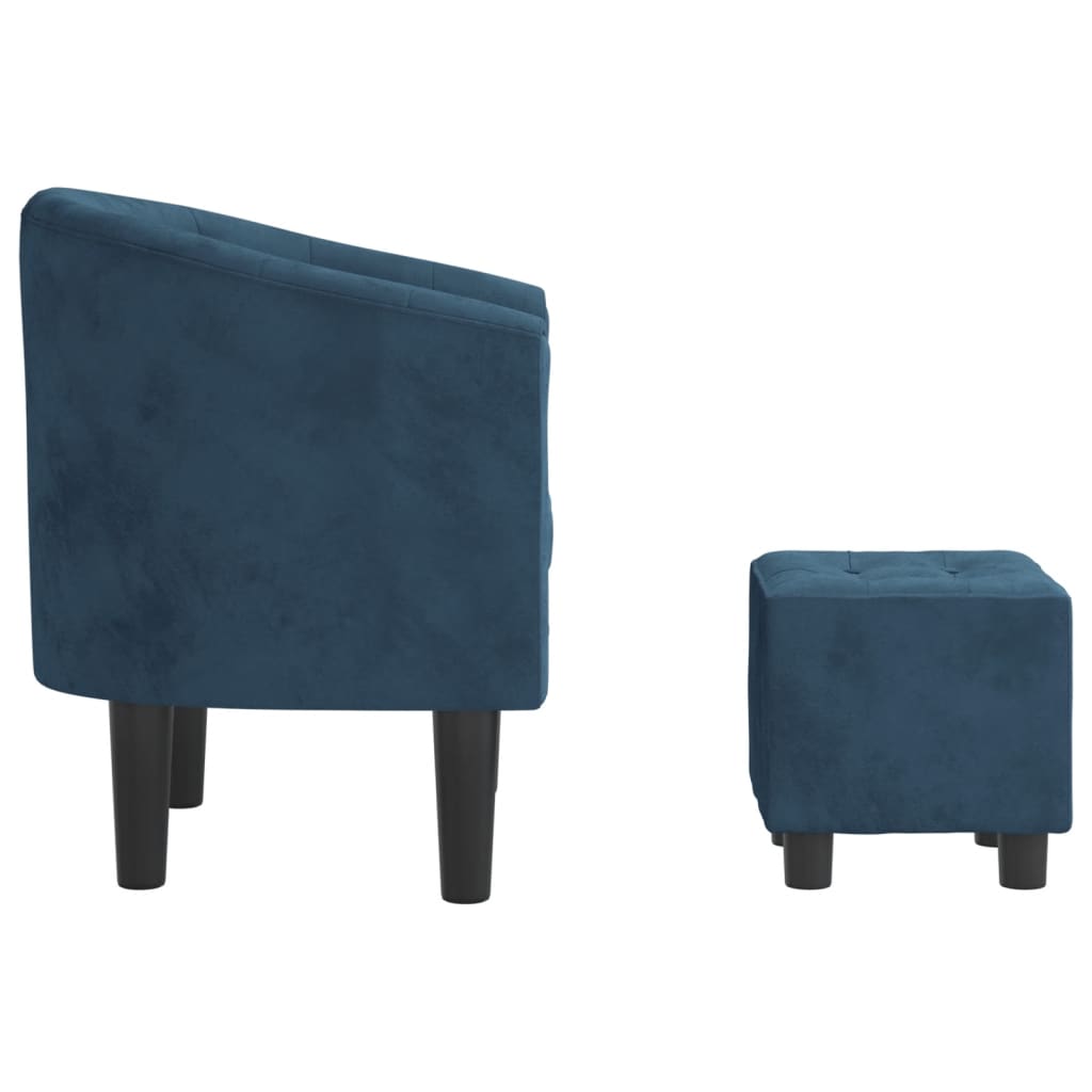 vidaXL Fauteuil avec repose-pied bleu foncé velours