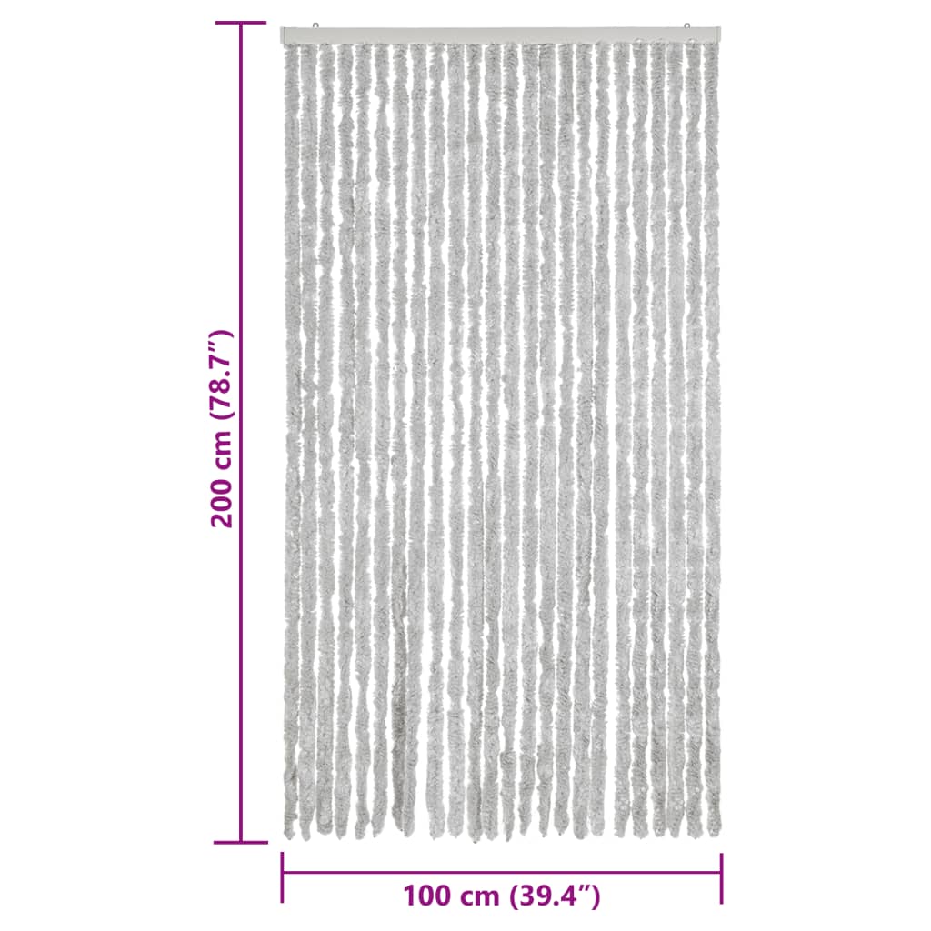 vidaXL Rideau anti-mouches gris 100x200 cm chenille