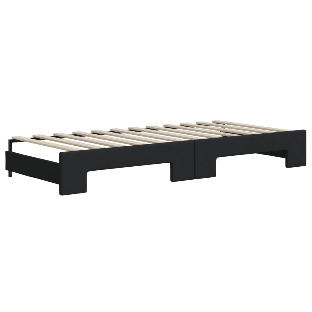 vidaXL Lit de jour avec gigogne et matelas noir 100x200 cm tissu