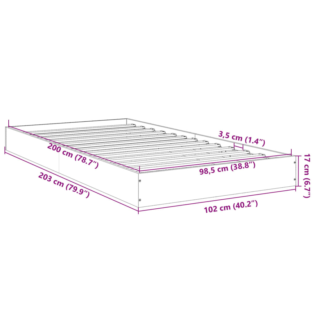 vidaXL Cadre de lit sans matelas chêne fumé 100x200 cm bois ingénierie