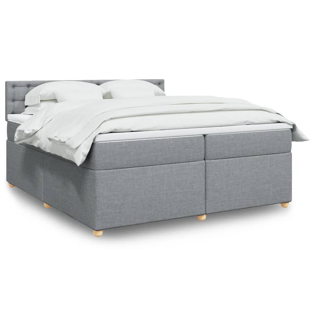 vidaXL Sommier à lattes de lit avec matelas Gris clair 200x200cm Tissu