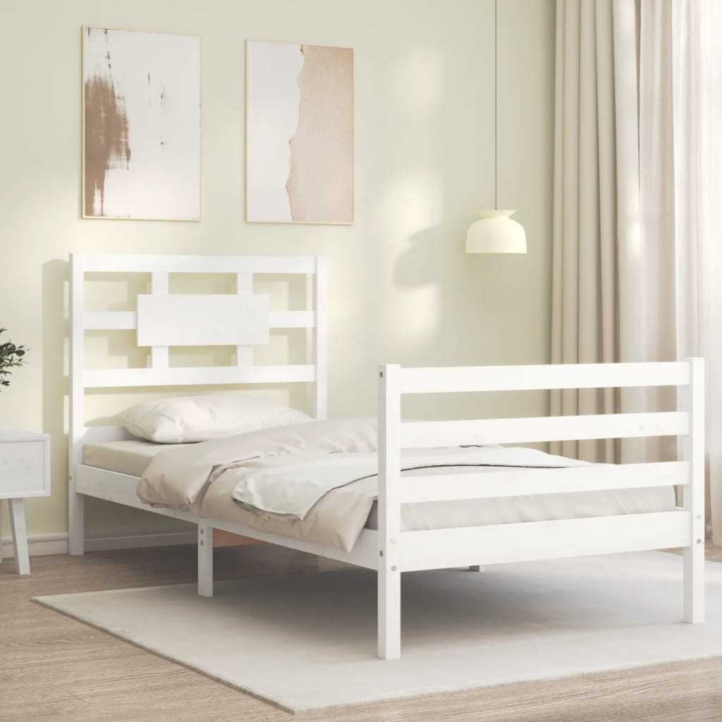 vidaXL Cadre de lit sans matelas blanc 90x200 cm bois massif