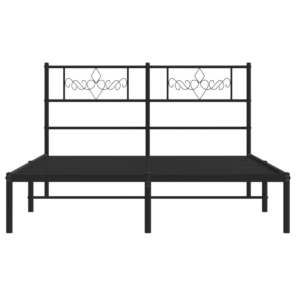 vidaXL Cadre de lit métal sans matelas avec tête de lit noir 150x200cm