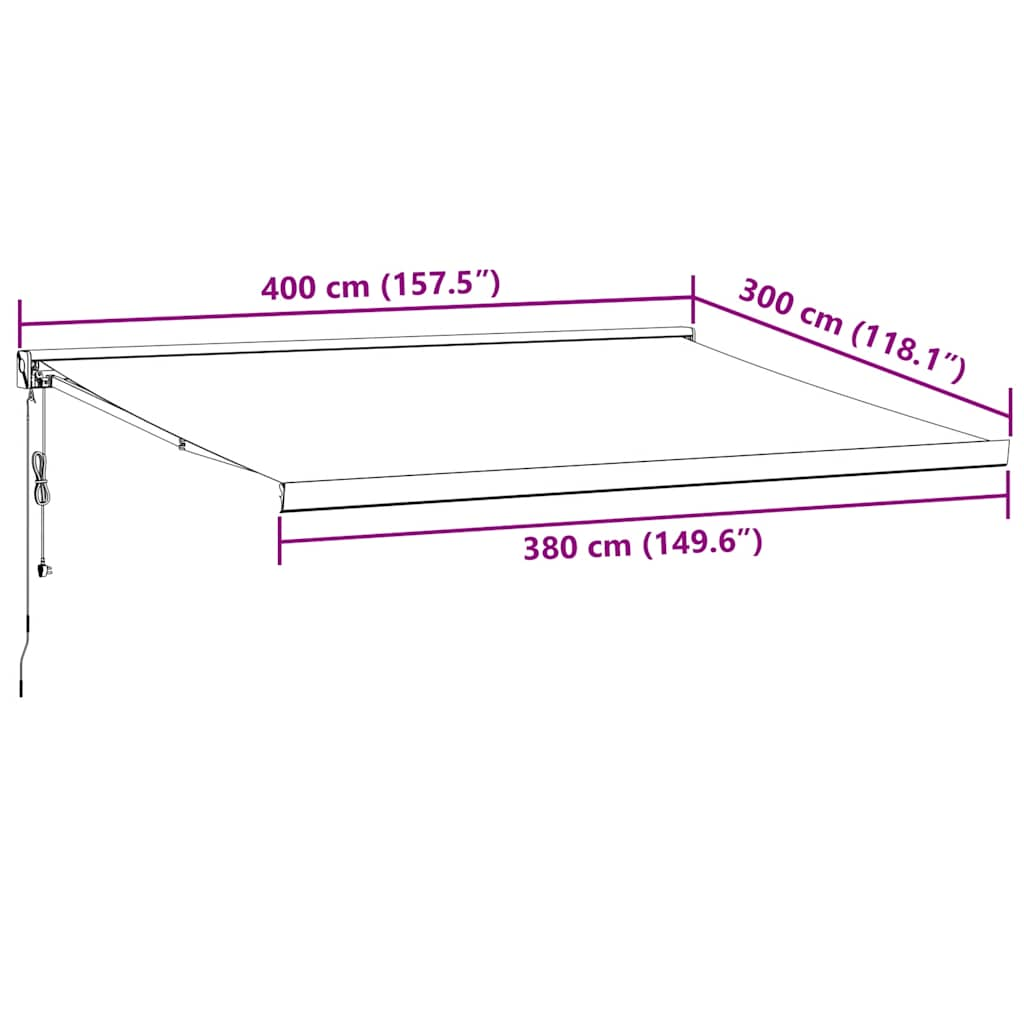 vidaXL Auvent rétractable automatique marron 400x300 cm