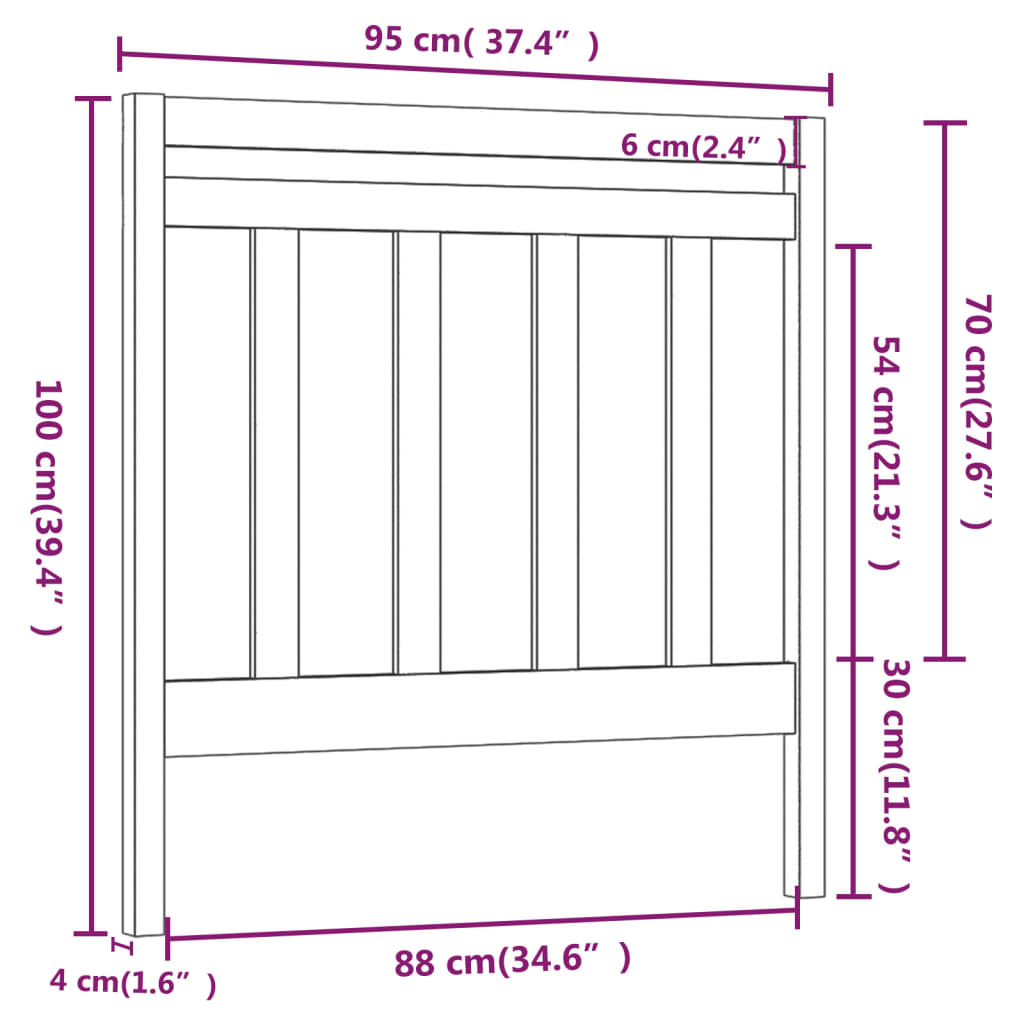 vidaXL Tête de lit Gris 95x4x100 cm Bois massif de pin