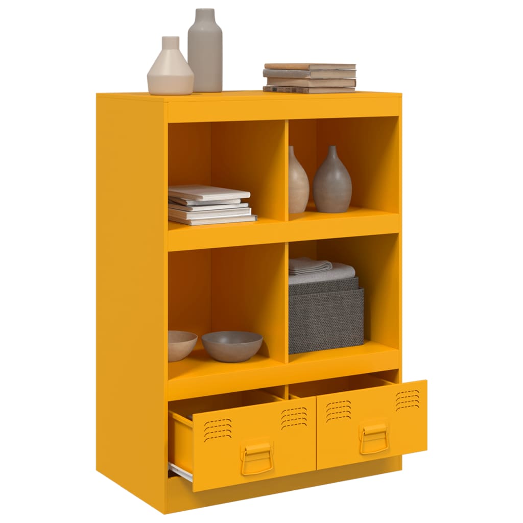 vidaXL Buffet jaune moutarde 67x39x95 cm acier