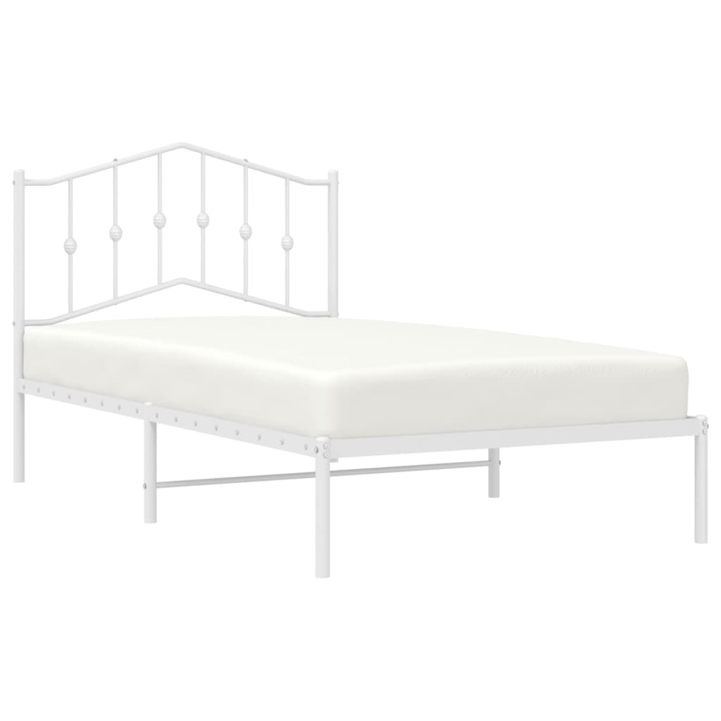 vidaXL Cadre de lit métal sans matelas et tête de lit blanc 100x190 cm