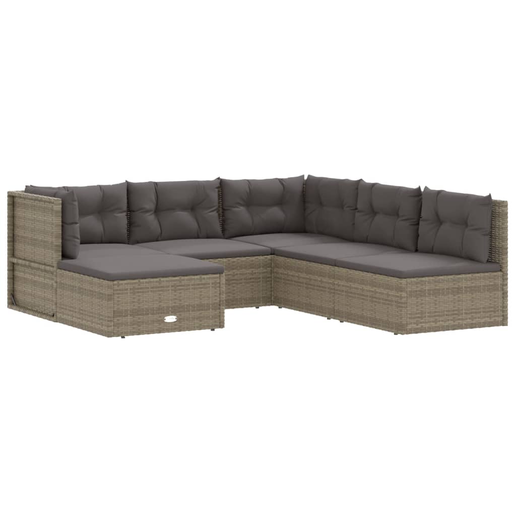 vidaXL Salon de jardin 6 pcs avec coussins Gris Résine tressée