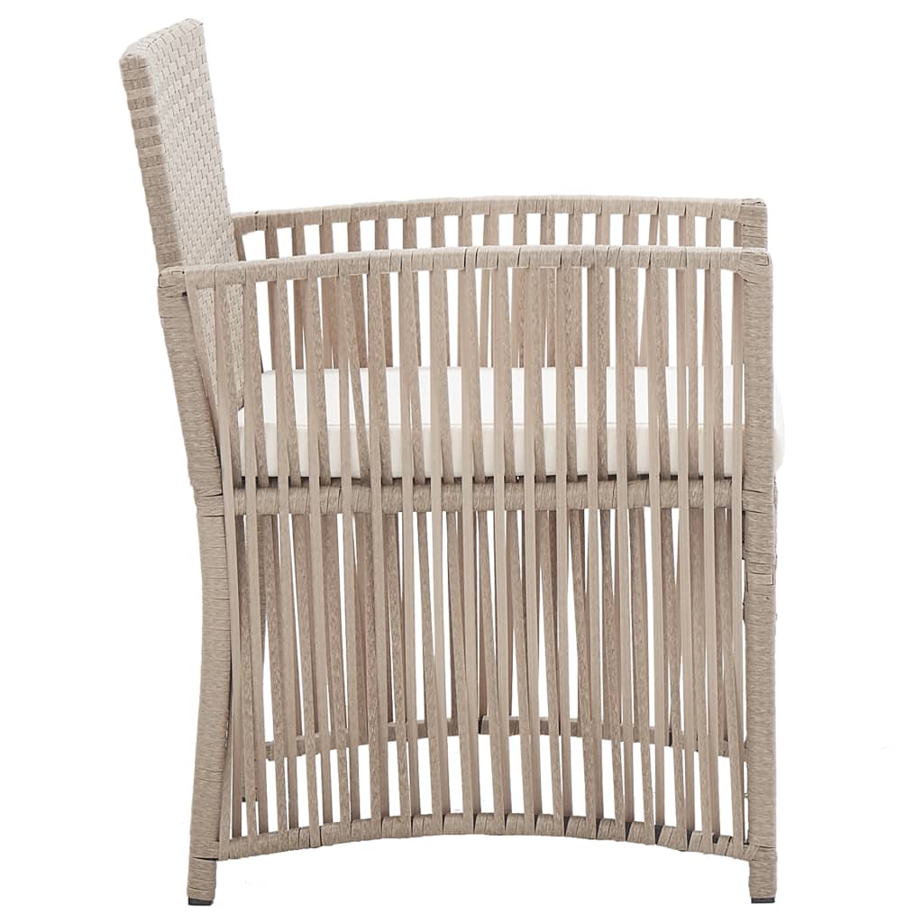 vidaXL Fauteuils de jardin avec coussins lot de 2 Beige Résine tressée