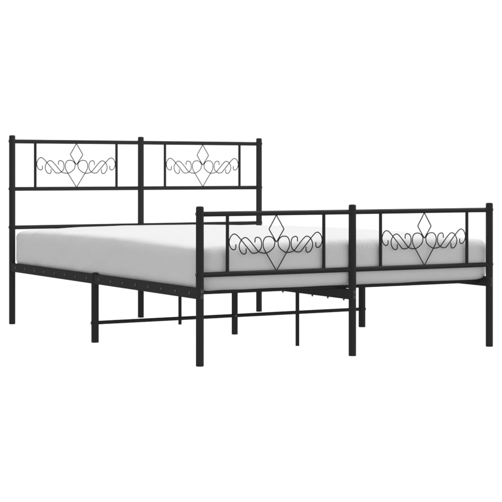 vidaXL Cadre de lit métal sans matelas avec pied de lit noir 150x200cm