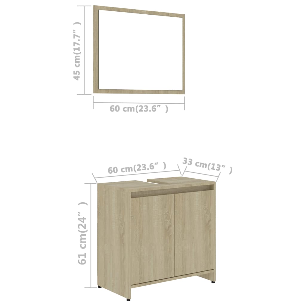 vidaXL Meubles de salle de bain Chêne sonoma Bois d'ingénierie