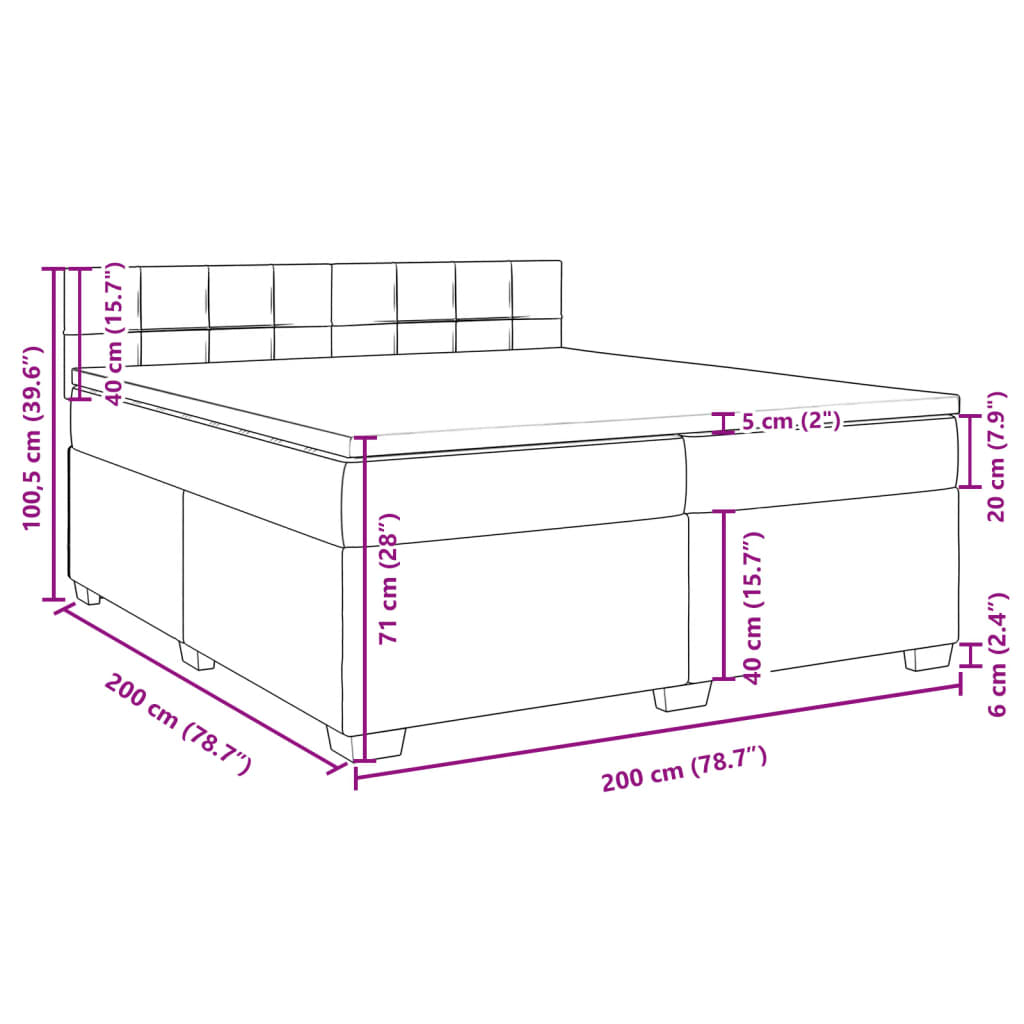 vidaXL Sommier à lattes de lit et matelas Gris clair 200x200cm Velours