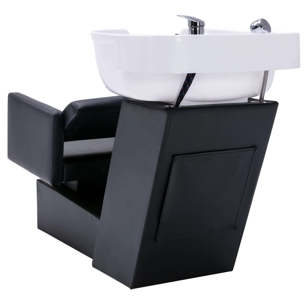 vidaXL Chaise de salon et lavabo Noir et blanc 129x59x82 cm Similicuir