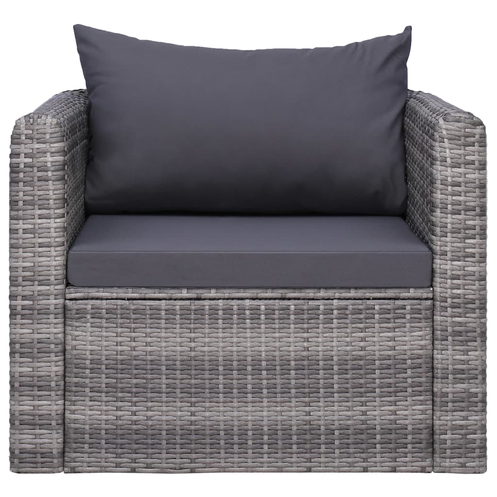 vidaXL Salon de jardin 7 pcs avec coussins Résine tressée Gris