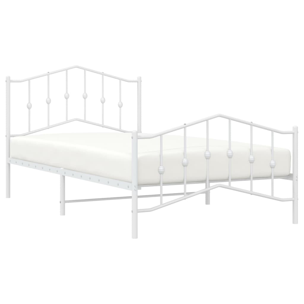 vidaXL Cadre de lit métal sans matelas et pied de lit blanc 100x200 cm