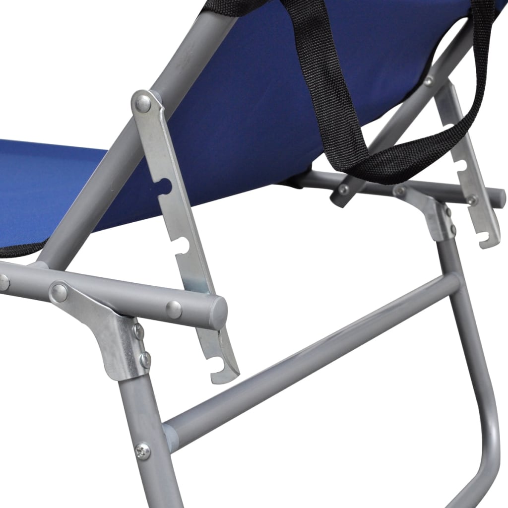 vidaXL Chaise longue pliable avec auvent acier et tissu bleu