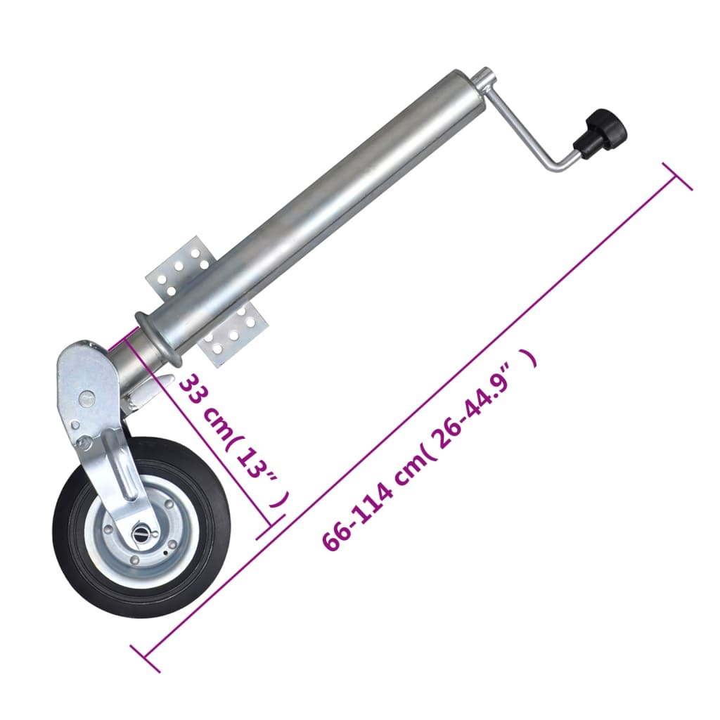 vidaXL Roue cric de remorque 60 mm 2 tubes de support 2 pinces fendues