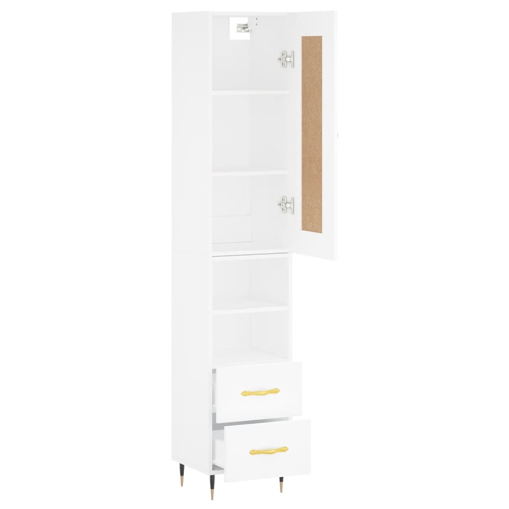 vidaXL Buffet haut Blanc 34,5x34x180 cm Bois d'ingénierie