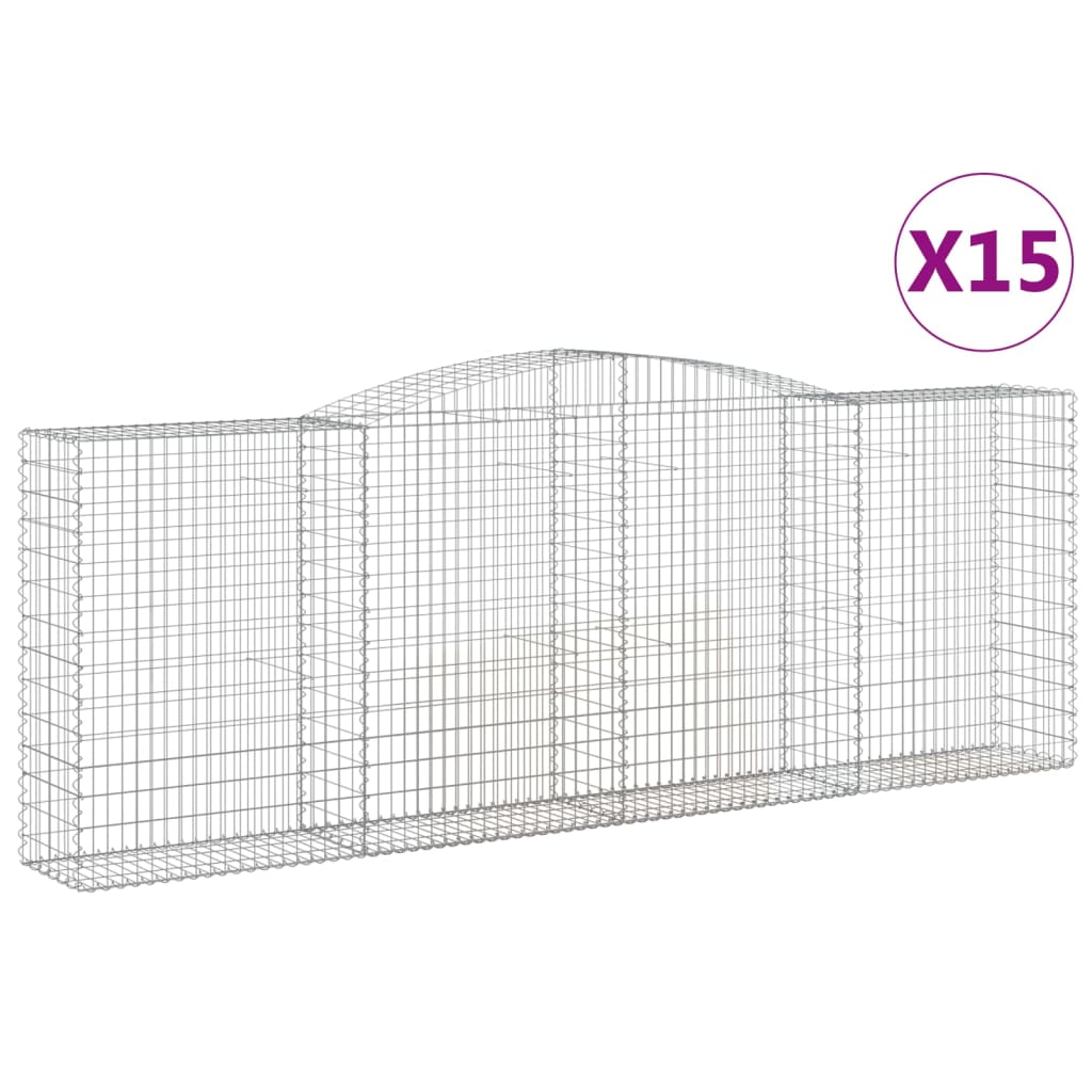 vidaXL Paniers à gabions arqués 15 pcs 400x50x140/160 cm Fer galvanisé