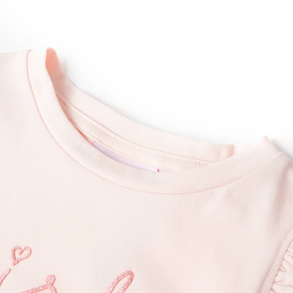 T-shirt enfants avec manches à volants rose pâle 92