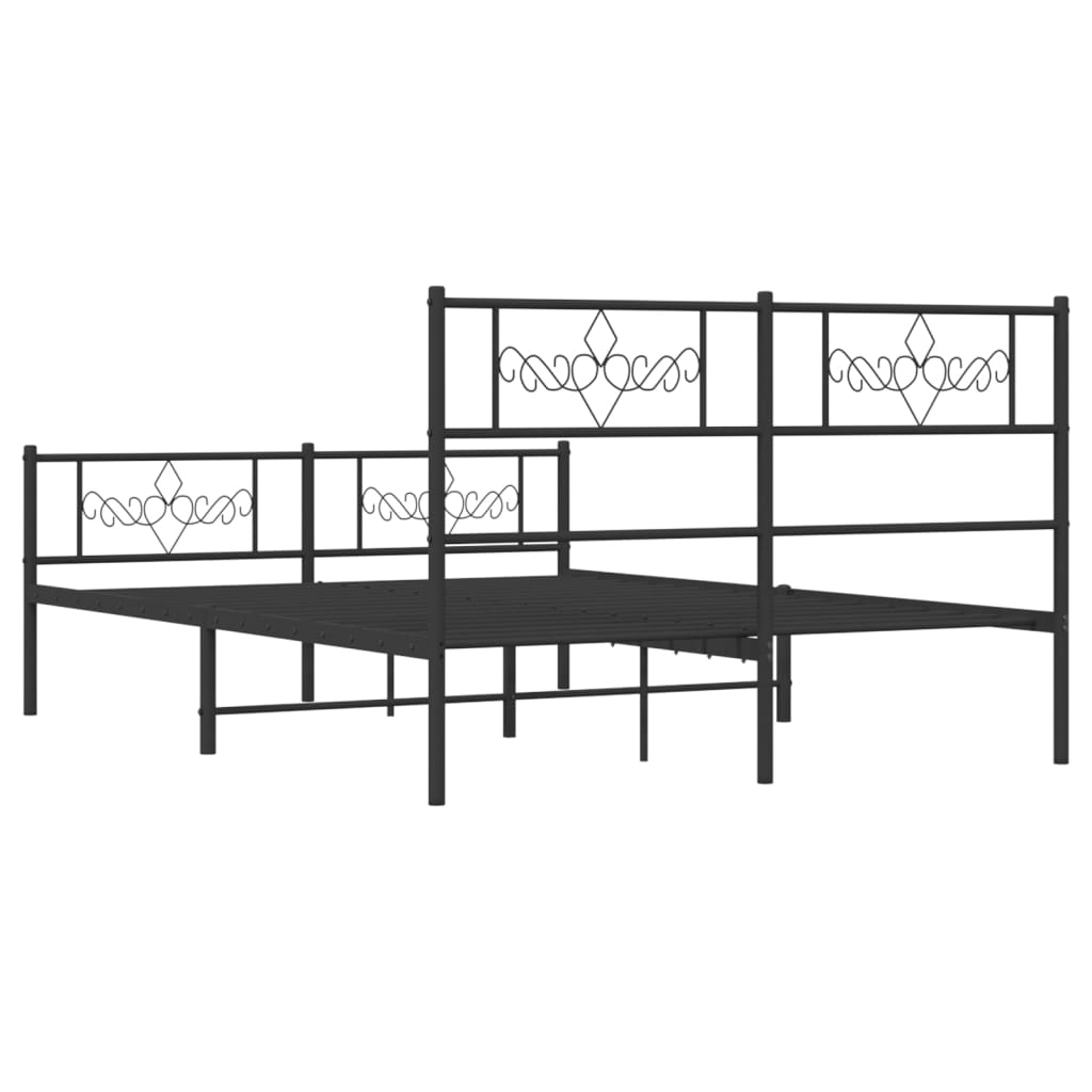 vidaXL Cadre de lit métal sans matelas avec pied de lit noir 135x190cm