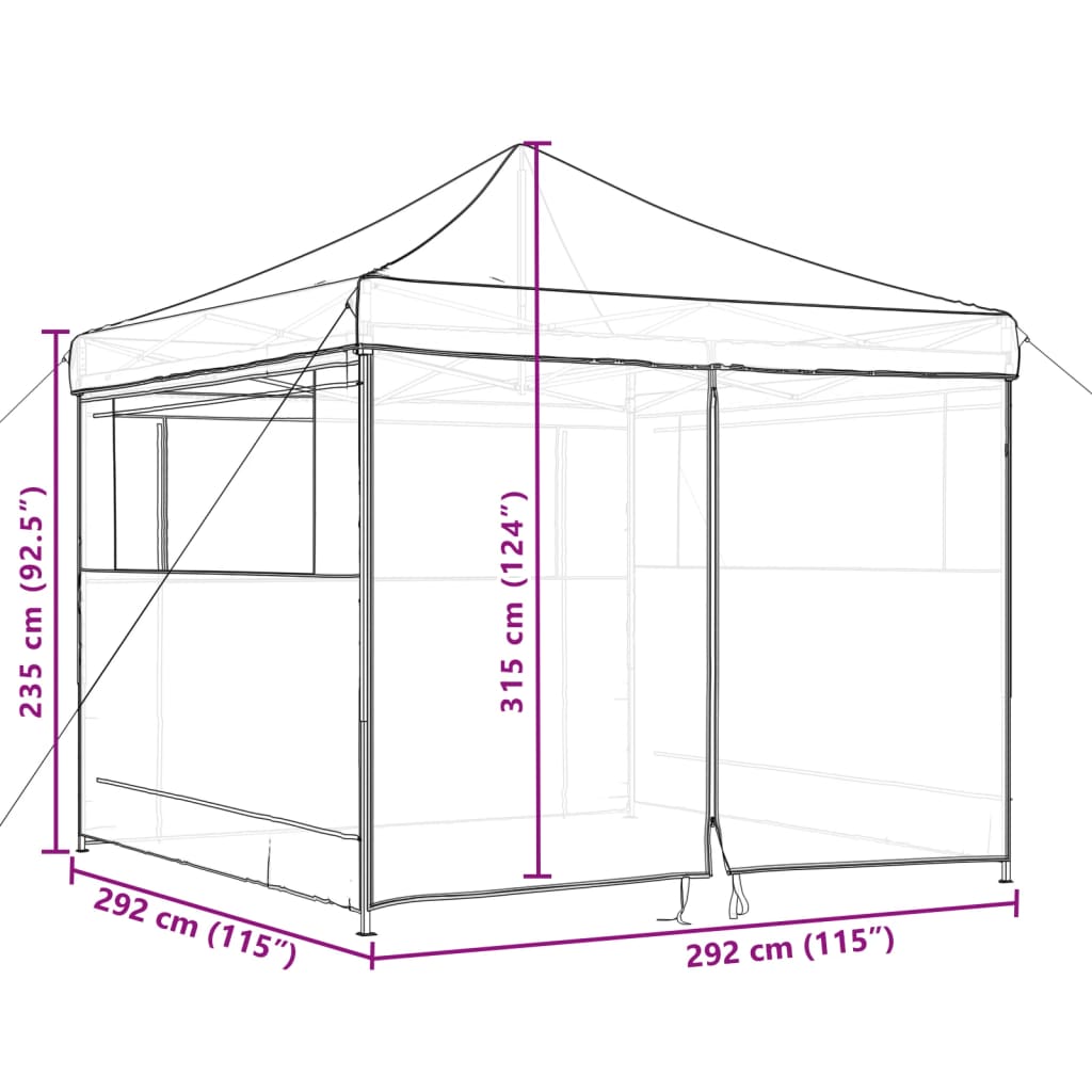 vidaXL Tente de réception pliable escamotable avec 4 parois latérales