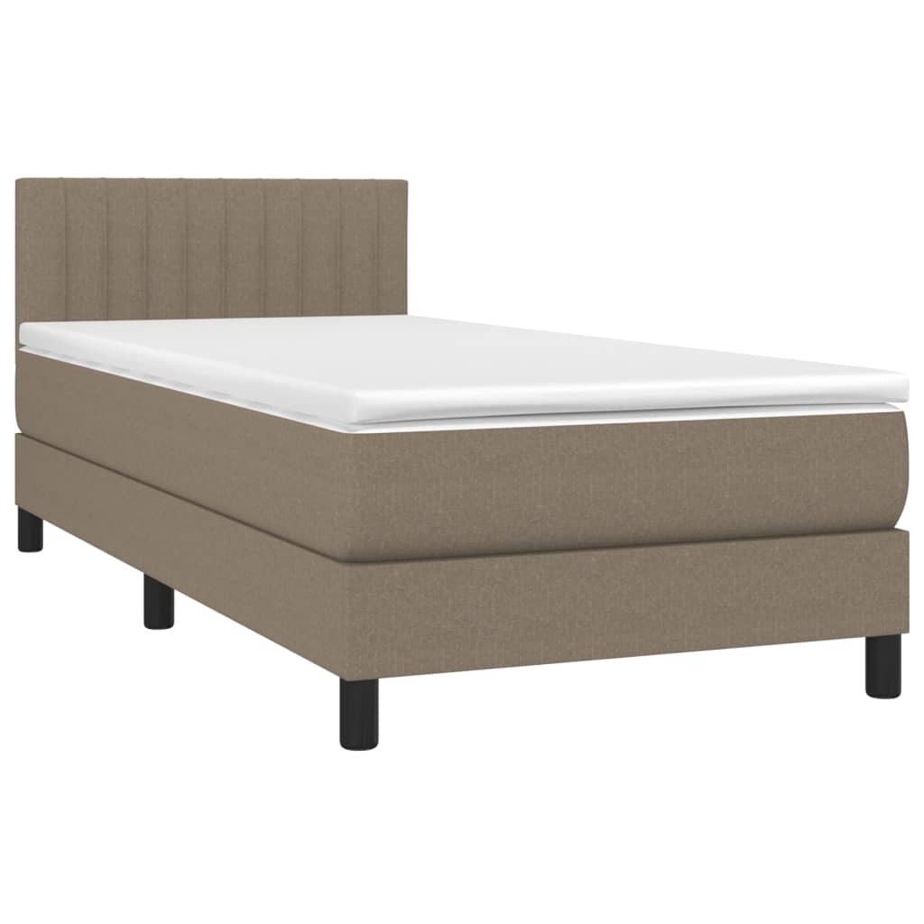 vidaXL Sommier à lattes de lit avec matelas LED Taupe 100x200 cm Tissu