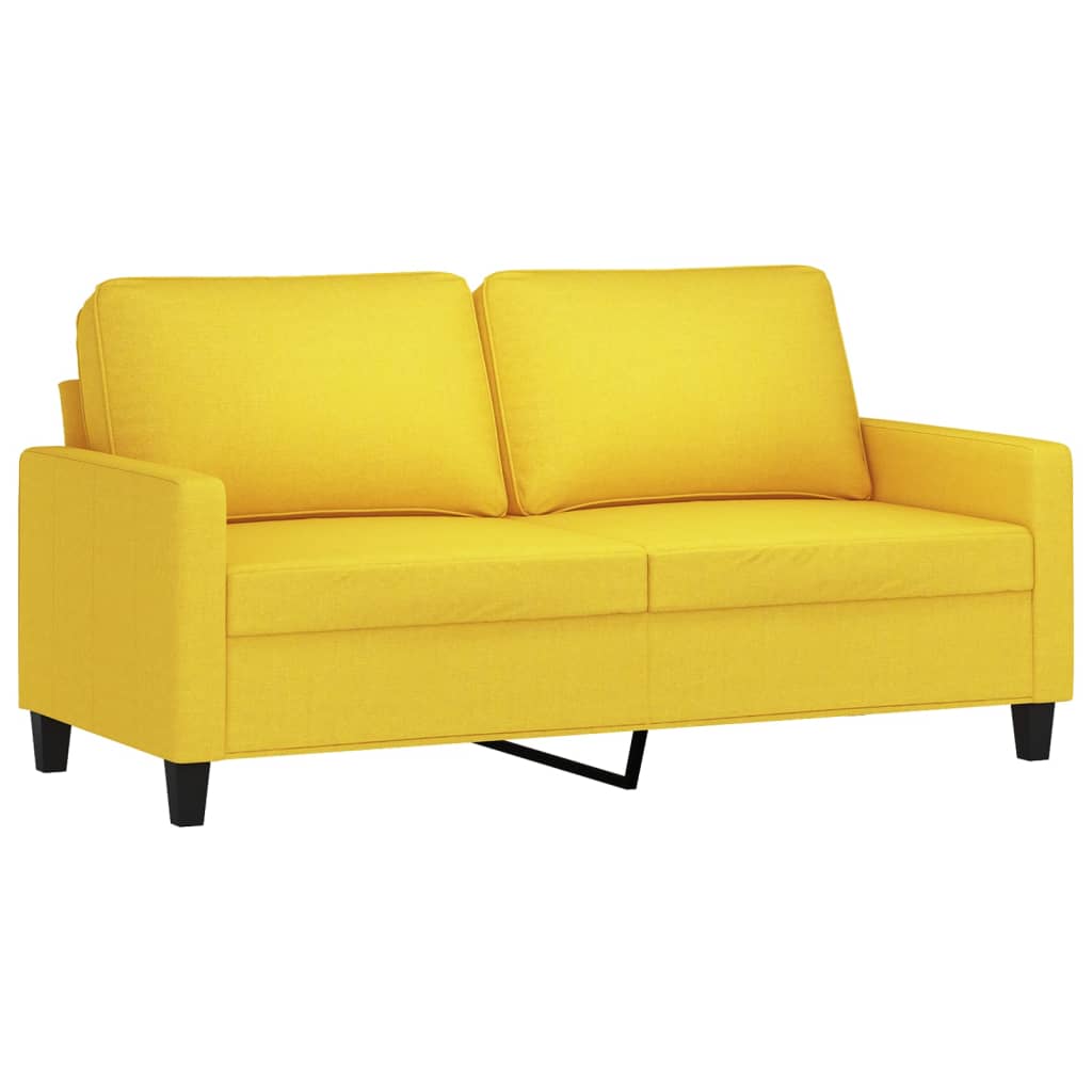 vidaXL Ensemble de canapés 2 pcs avec coussins Jaune clair Tissu