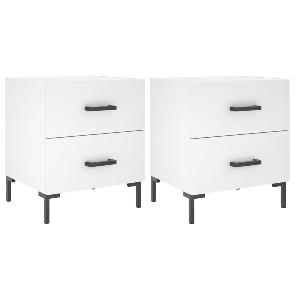 vidaXL Tables de chevet 2 pcs blanc 40x35x47,5 cm bois d’ingénierie