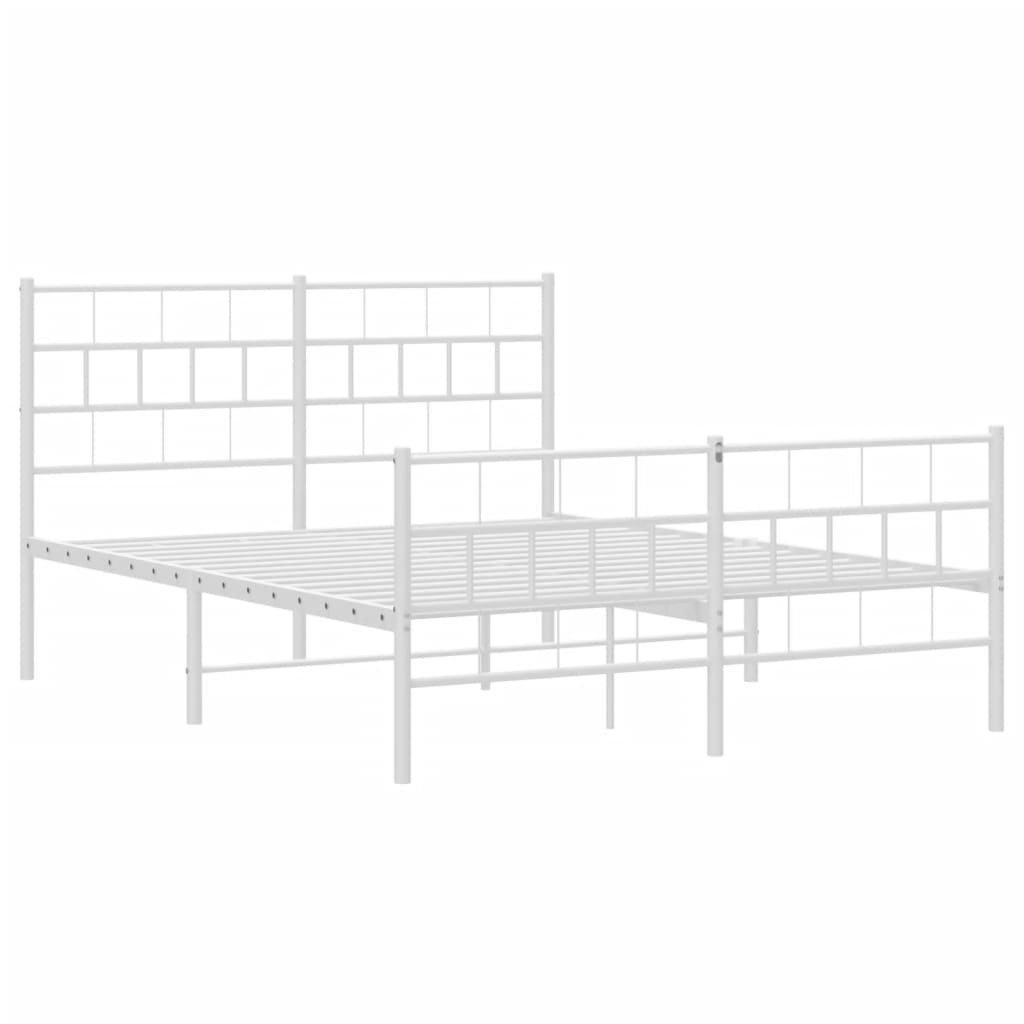 vidaXL Cadre de lit métal sans matelas et pied de lit blanc 150x200 cm