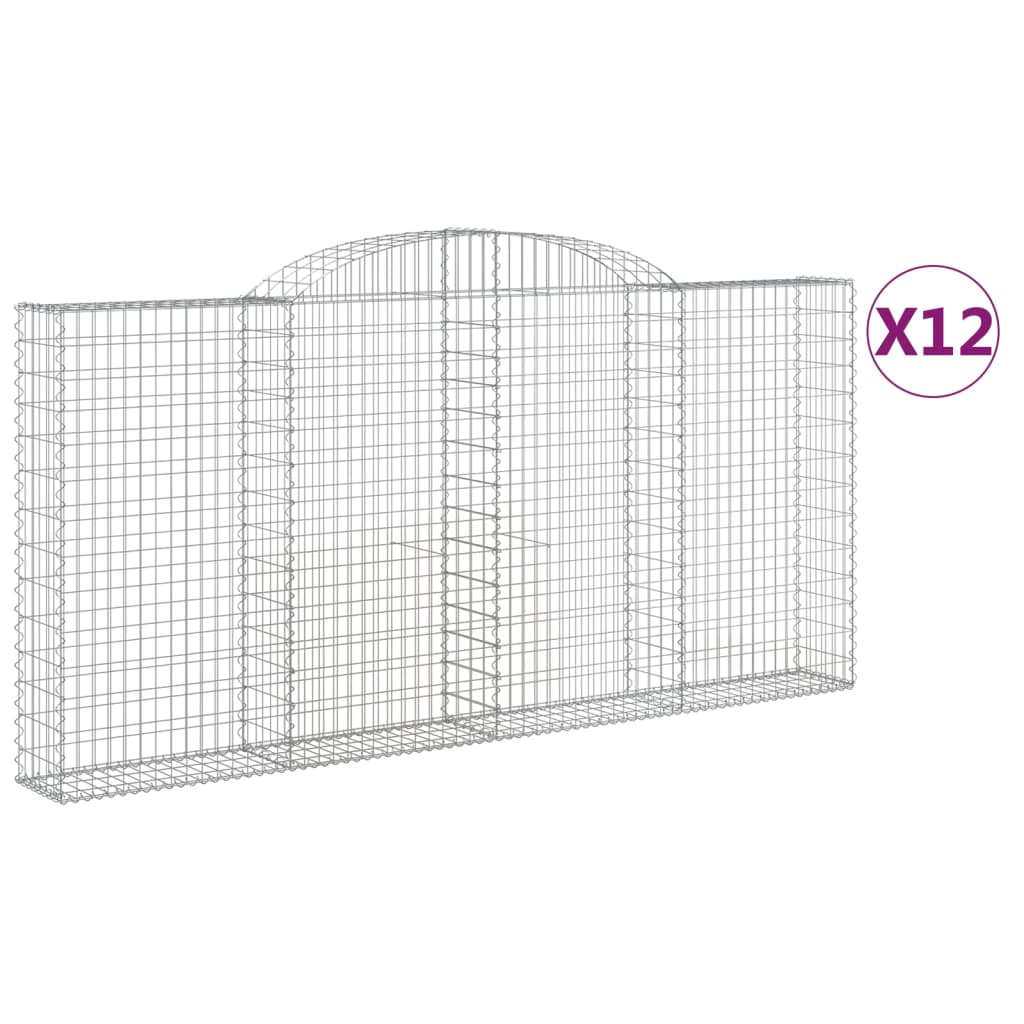 vidaXL Paniers à gabions arqués 12 pcs 300x30x140/160 cm fer galvanisé