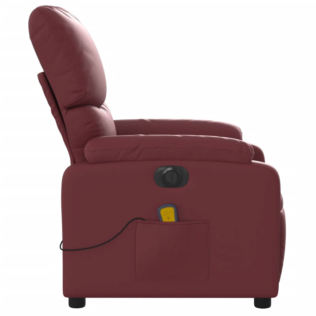 vidaXL Fauteuil de massage inclinable électrique rouge bordeaux