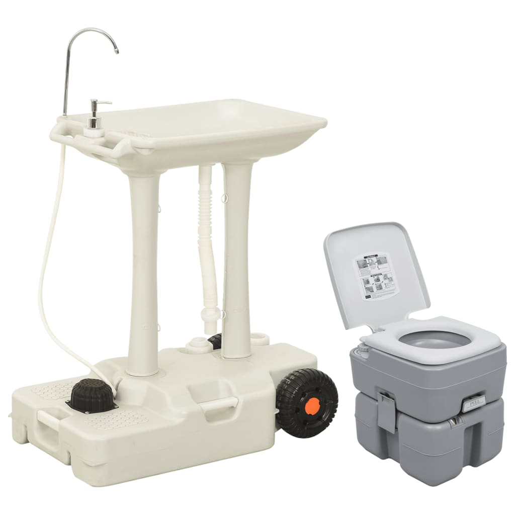 vidaXL Ensemble de toilette et support de lavage des mains de camping