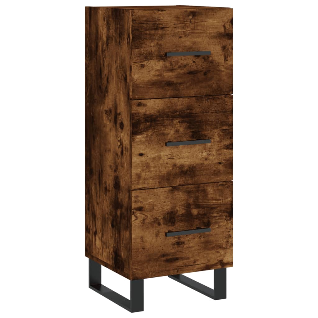 vidaXL Buffet haut Chêne fumé 34,5x34x180 cm Bois d'ingénierie