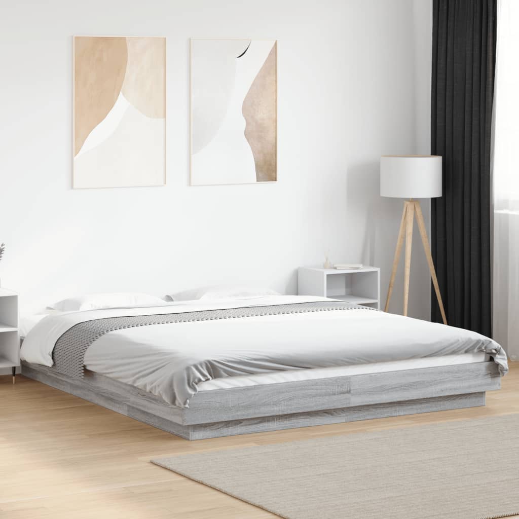 vidaXL Cadre de lit sans matelas sonoma gris 160x200 cm