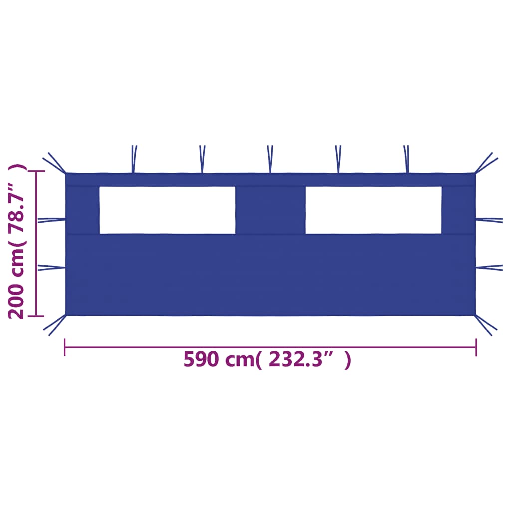 vidaXL Paroi latérale de belvédère avec fenêtres 6x2 m Bleu