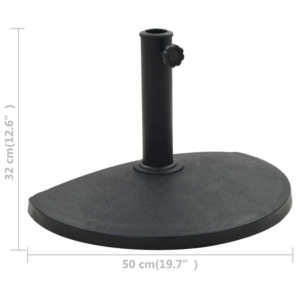 vidaXL Socle demi-rond de parasol Polyrésine 9 kg Noir