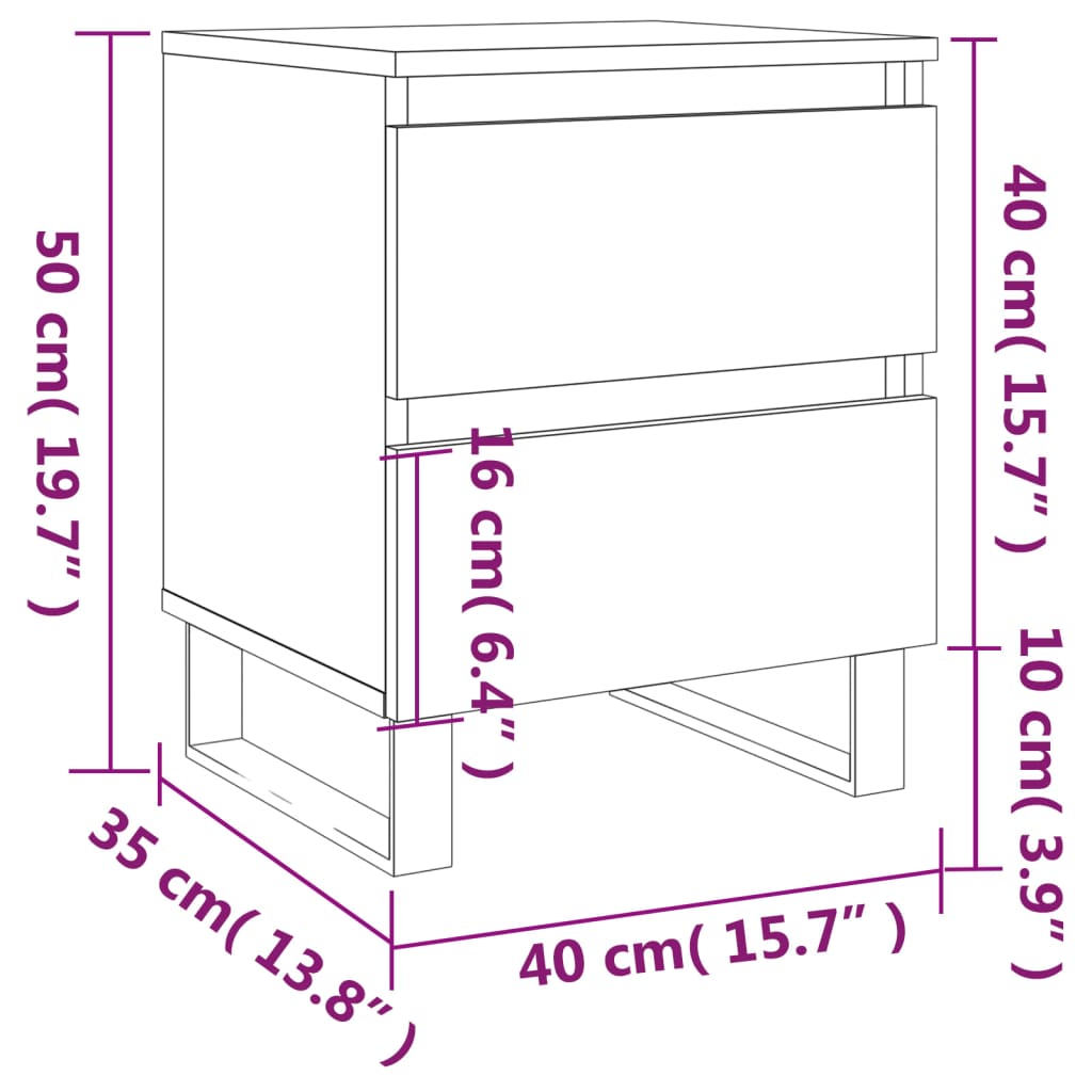 vidaXL Tables de chevet 2 pcs chêne marron 40x35x50 cm bois ingénierie