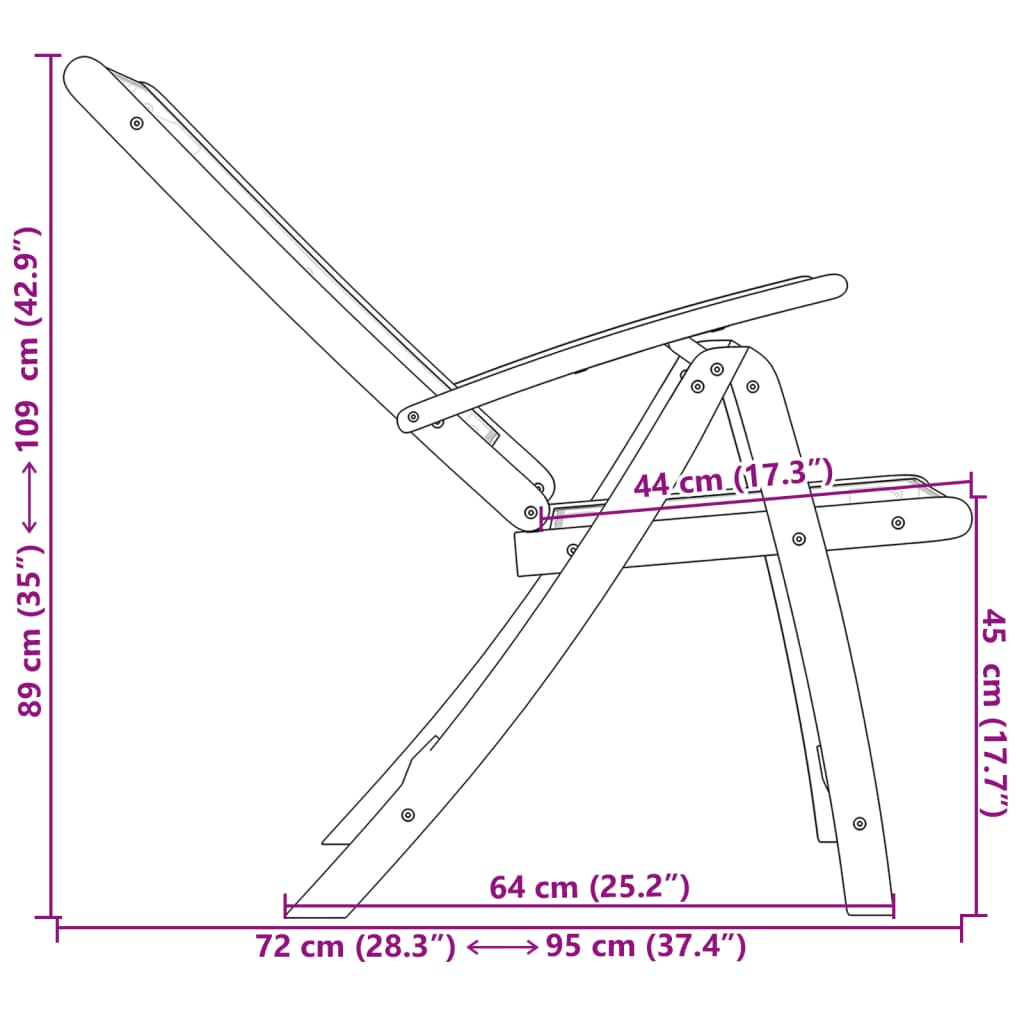 vidaXL Chaises pliables de jardin lot de 2 bois d'acacia et textilène