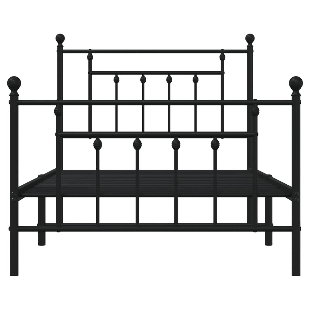 vidaXL Cadre de lit métal sans matelas avec pied de lit noir 100x190cm