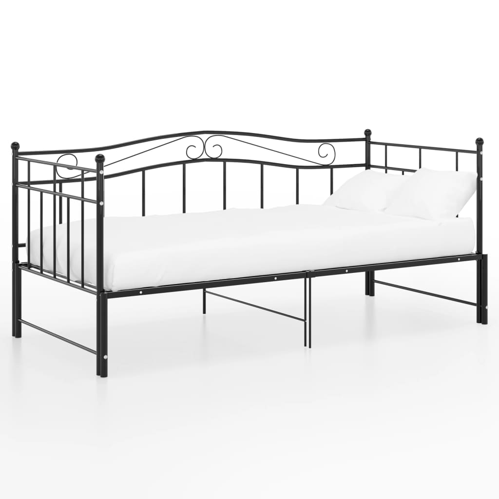 vidaXL Cadre de canapé-lit extensible sans matelas Noir Métal 90x200cm