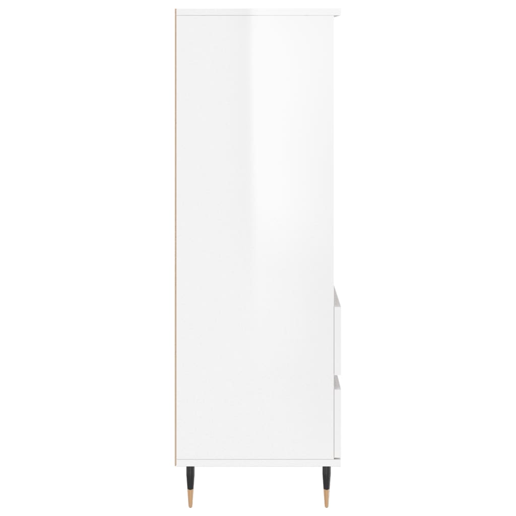 vidaXL Buffet haut Blanc brillant 40x36x110 cm Bois d'ingénierie