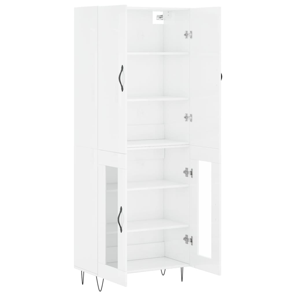 vidaXL Buffet haut Blanc brillant 69,5x34x180 cm Bois d'ingénierie