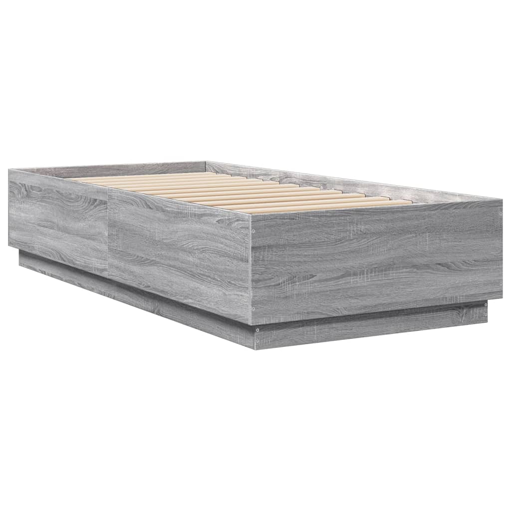 vidaXL Cadre de lit sonoma gris 90x200 cm bois d'ingénierie