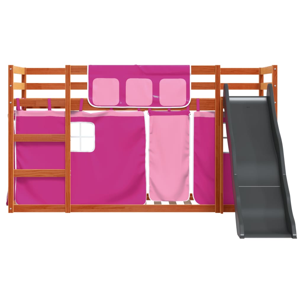 vidaXL Lit superposé sans matelas avec toboggan et rideaux 80x200 cm