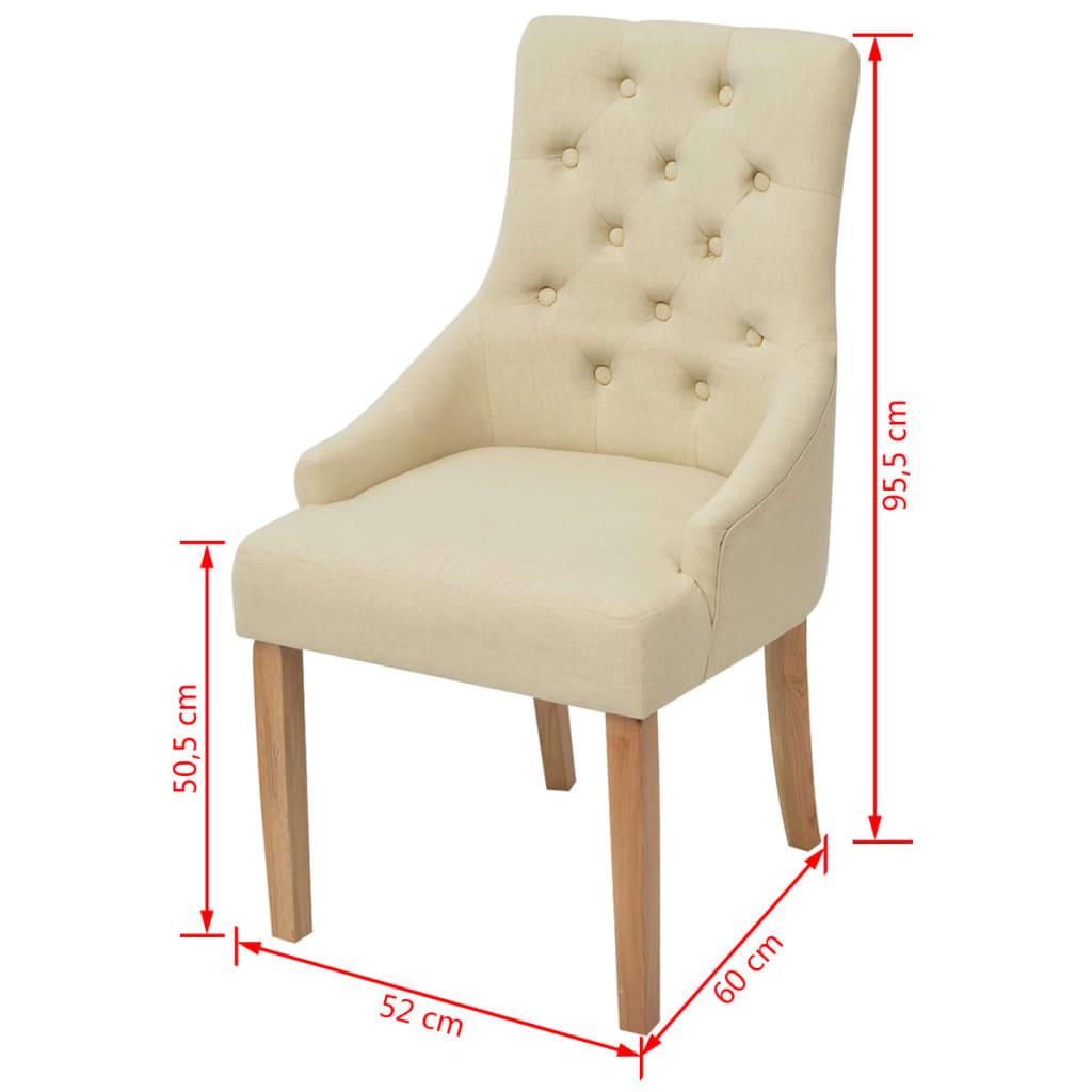 vidaXL Chaises à manger lot de 2 crème tissu