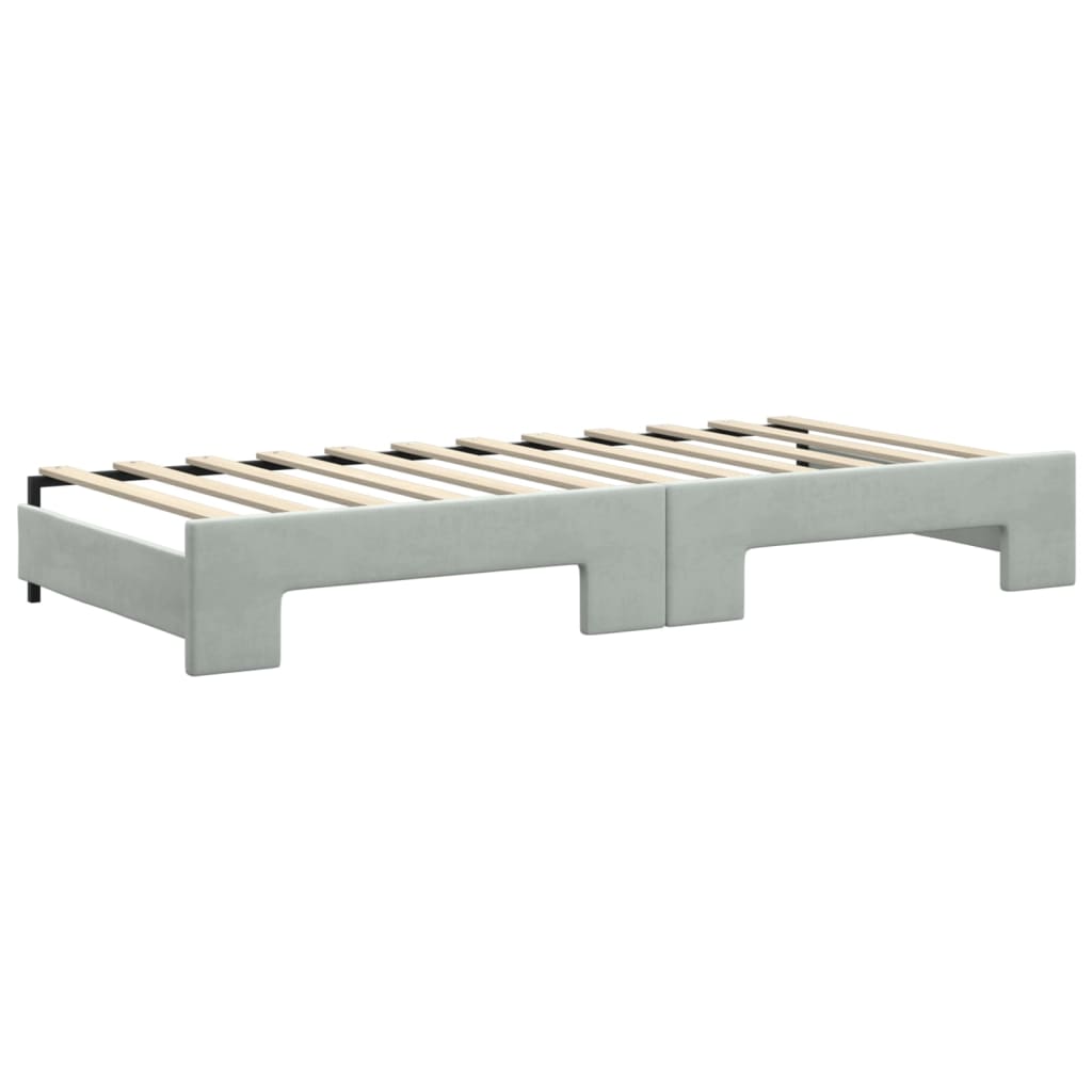 vidaXL Lit de jour avec gigogne et matelas gris clair 90x200cm velours