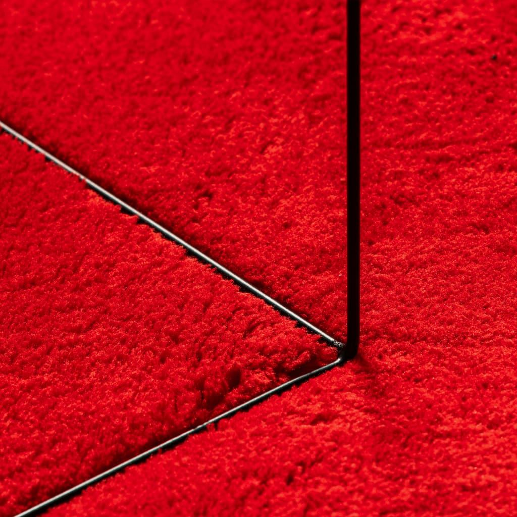 vidaXL Tapis HUARTE à poils courts doux et lavable rouge Ø 80 cm