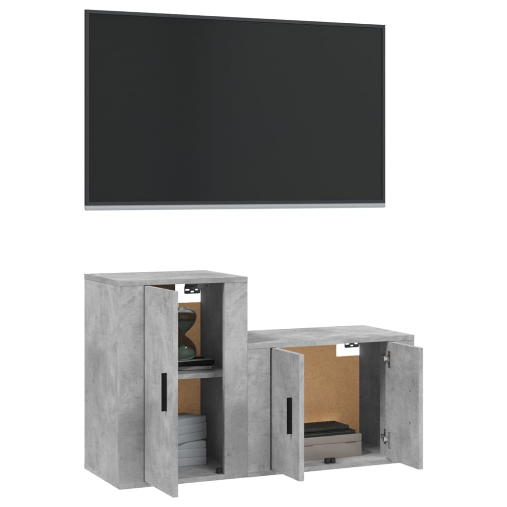 vidaXL Ensemble de meubles TV 2 pcs gris béton bois d'ingénierie